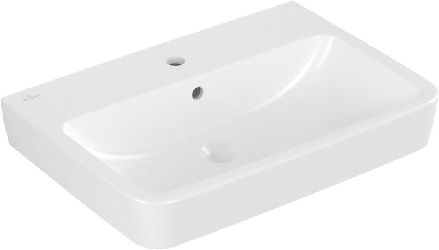 Villeroy & Boch O.novo Wandwaschbecken 650x460 mm Weiß Alpin – Eckige Sanitärkeramik mit Überlauf
