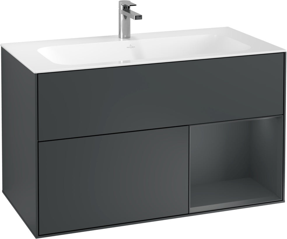 Villeroy & Boch Finion Waschtischunterschrank 996 mm Glossy White Lacquer mit LED-Beleuchtung