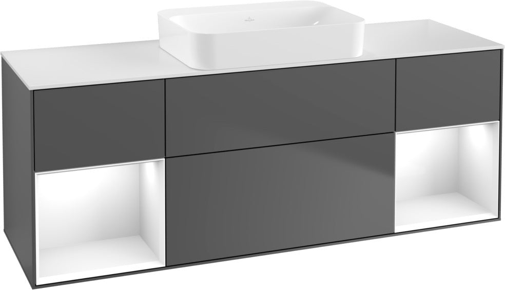 Villeroy & Boch Finion Waschtischunterschrank 1600 mm Glossy White Lacquer mit Beleuchtung