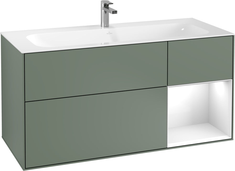 Villeroy & Boch Finion Waschbeckenunterschrank Glossy White Lacquer 1196 mm mit LED-Beleuchtung