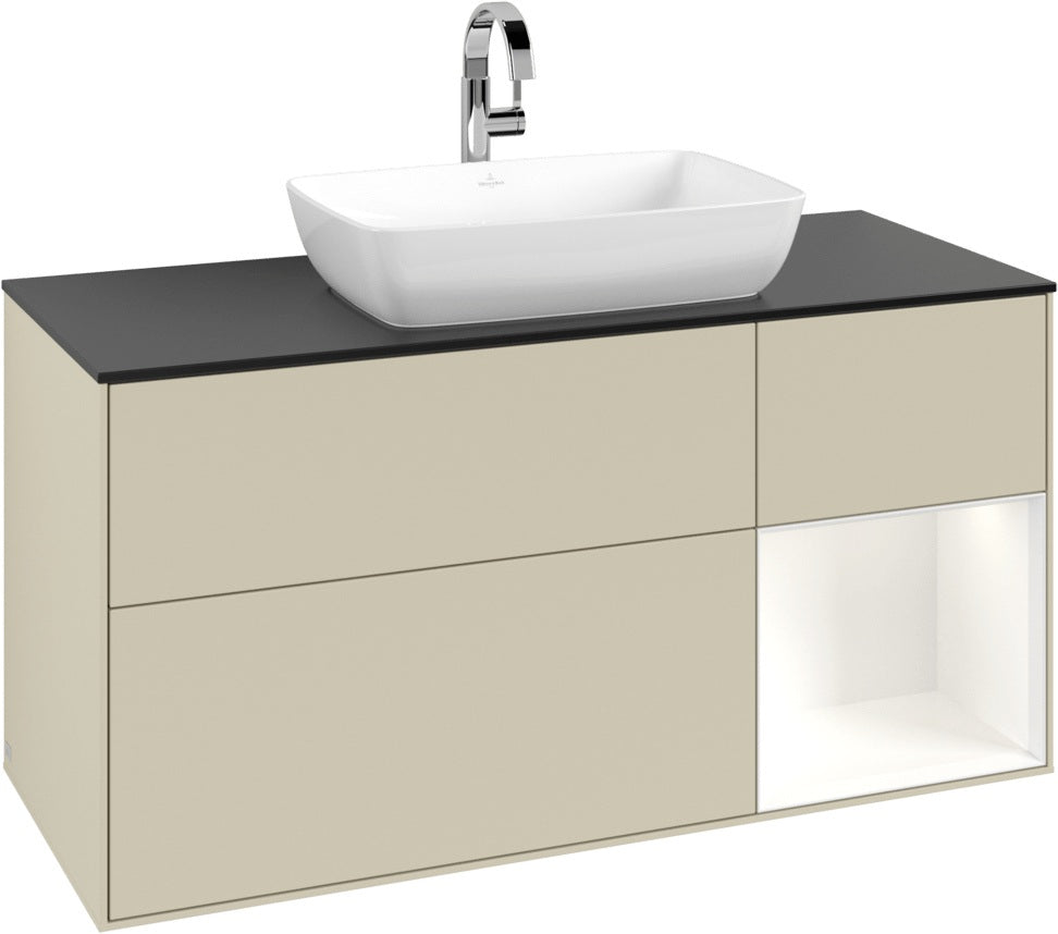 Villeroy & Boch Finion Waschbeckenunterschrank 1200 mm Glossy White Lacquer mit Beleuchtung
