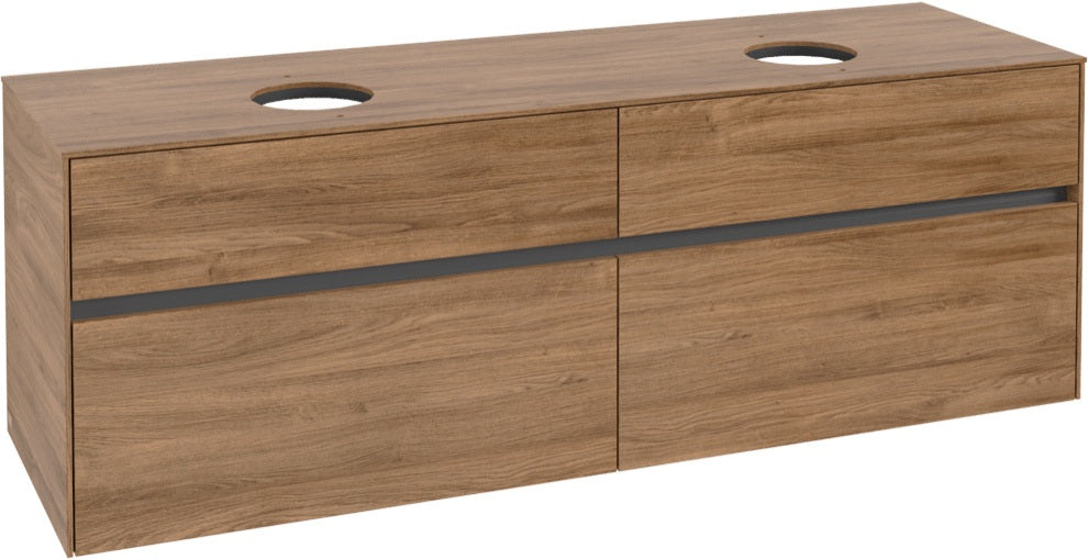 Villeroy & Boch Waschtischunterschrank Collaro C052 1600 mm Kansas Oak – 4 Auszüge, SoftClosing, wandmontiert