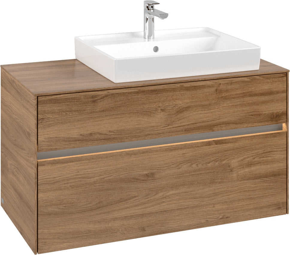Villeroy & Boch Waschbeckenunterschrank Collaro C018 B0 1000 mm Kansas Oak mit LED-Beleuchtung und SoftClosing