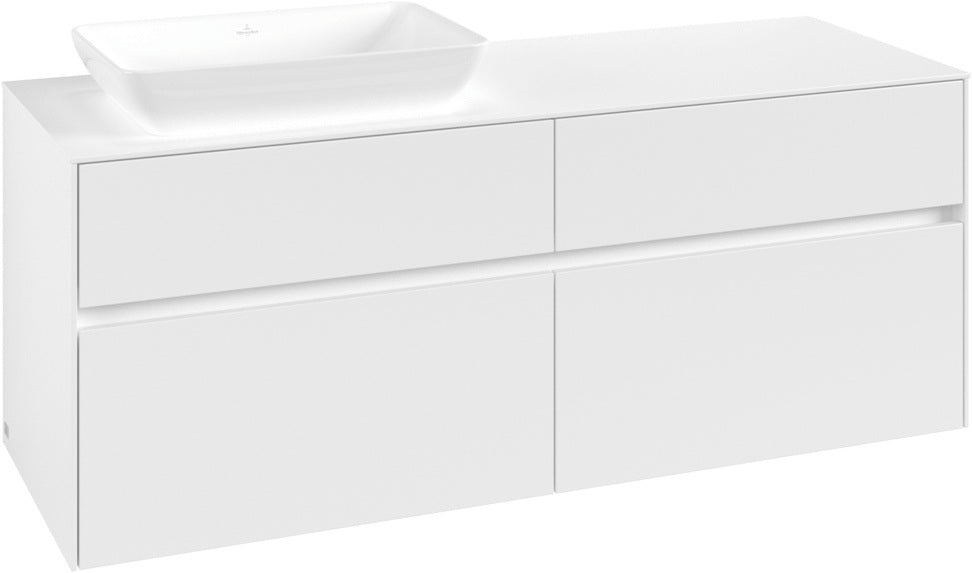Villeroy & Boch Collaro Waschbeckenunterschrank 1400 mm White Matt mit 4 Auszügen und Becken links