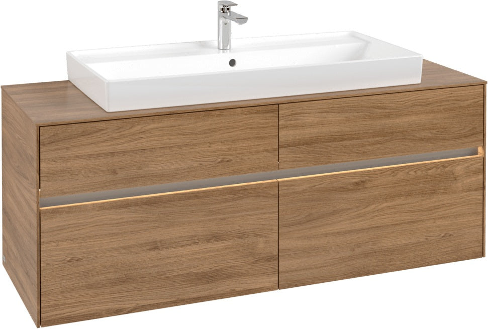 Villeroy & Boch Waschtischunterschrank Collaro C092 B0 1400 mm Kansas Oak mit LED-Beleuchtung