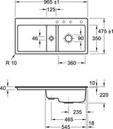 Villeroy & Boch Subway 60 flat Spüle 965x475 mm Graphite CeramicPlus – Flächenbündige Keramik-Spüle