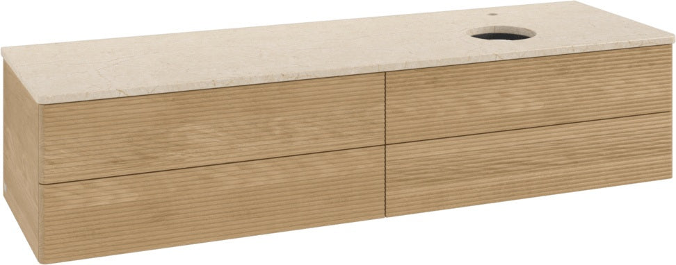Villeroy & Boch Waschbeckenunterschrank Antao 1600 mm Warm Walnut mit 4 Auszügen und Beleuchtung