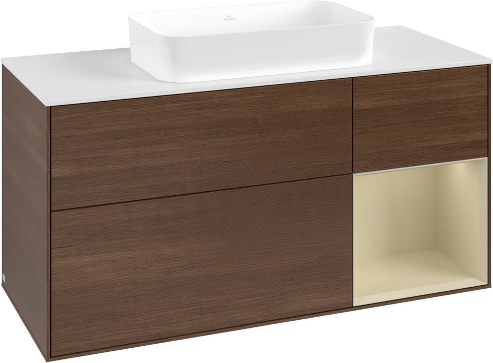 Villeroy & Boch Finion Waschtischunterschrank G711G Black Matt Lacquer 1200 mm mit Beleuchtung
