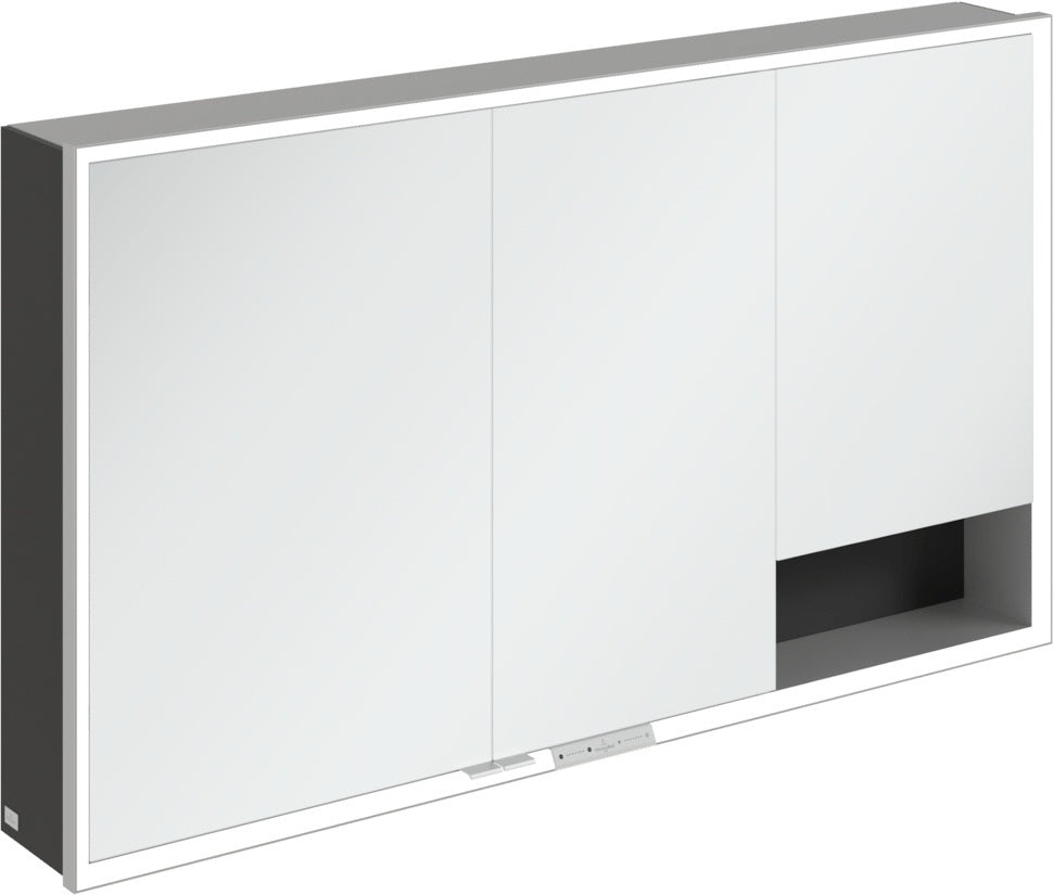 Villeroy & Boch Spiegelschrank My View+ A48113 1300 mm Graphite mit LED-Beleuchtung und Sensordimmer