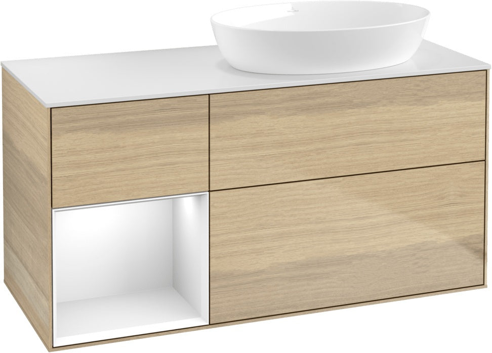 Villeroy & Boch Finion Waschtischunterschrank 1200 mm Glossy White Lacquer mit Beleuchtung