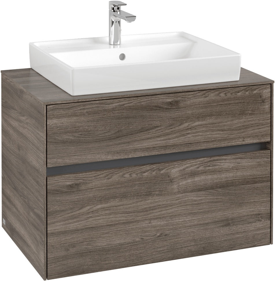Villeroy & Boch Waschtischunterschrank Collaro C080 Stone Oak 800 mm mit SoftClosing und 2 Auszügen