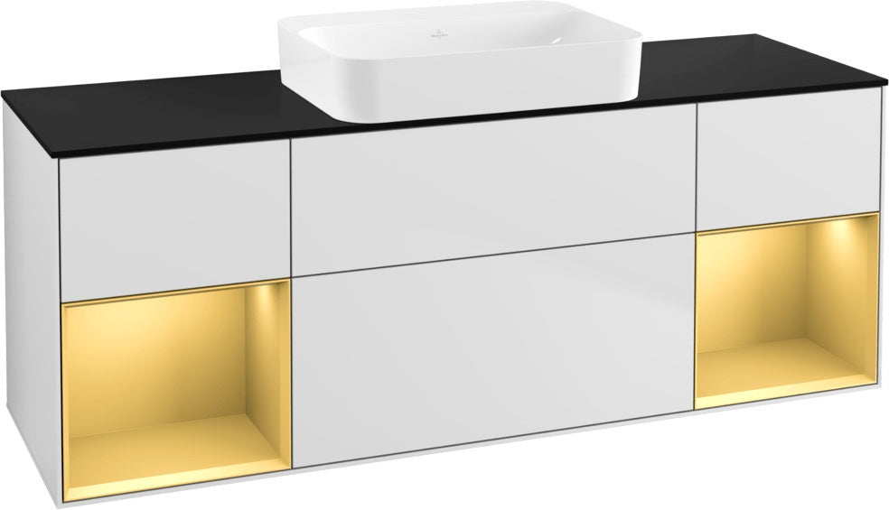 Villeroy & Boch Finion Waschbeckenunterschrank 1600 mm Glossy White Lacquer mit Beleuchtung