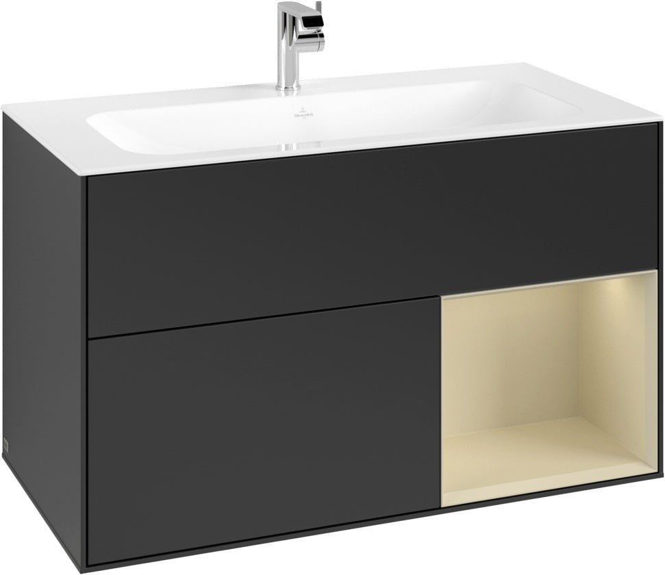 Villeroy & Boch Finion Waschtischunterschrank 996 mm Glossy White Lacquer mit LED-Beleuchtung