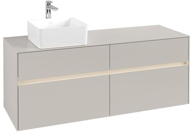 Villeroy & Boch Collaro Waschtischunterschrank 1400 mm mit LED-Beleuchtung und 4 Auszügen, White Wood