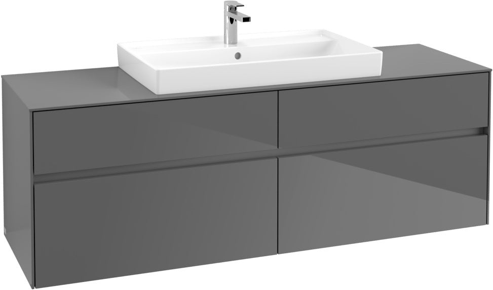 Villeroy & Boch Waschtischunterschrank Collaro C028B0 1600 mm Glossy Grey mit LED-Beleuchtung