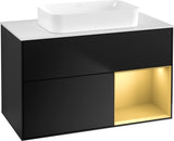 Villeroy & Boch Finion Waschbeckenunterschrank 1000 mm Black Matt Lacquer mit Beleuchtung