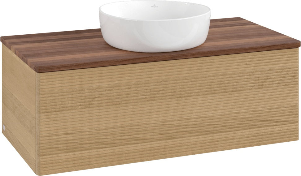 Villeroy & Boch Waschbeckenunterschrank Antao L31111 1000 mm Warm Walnut mit LED-Beleuchtung