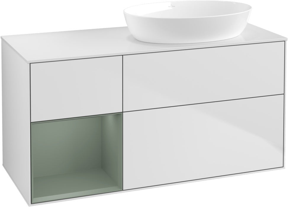 Villeroy & Boch Finion Waschtischunterschrank 1200 mm Glossy White Lacquer mit Beleuchtung