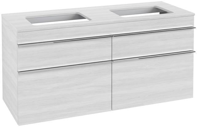 Villeroy & Boch Venticello Waschtischunterschrank 1257 mm Glossy White, 4 Auszüge, für 2 Waschtische