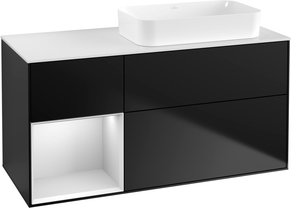 Villeroy & Boch Finion Waschtischunterschrank 1200 mm Glossy White mit Beleuchtung