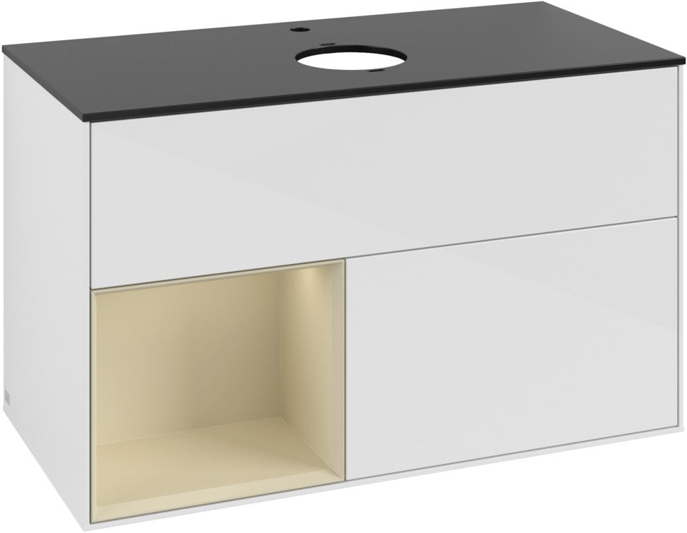 Villeroy & Boch Finion Waschbeckenunterschrank Glossy White Lacquer mit Beleuchtung 1000 mm
