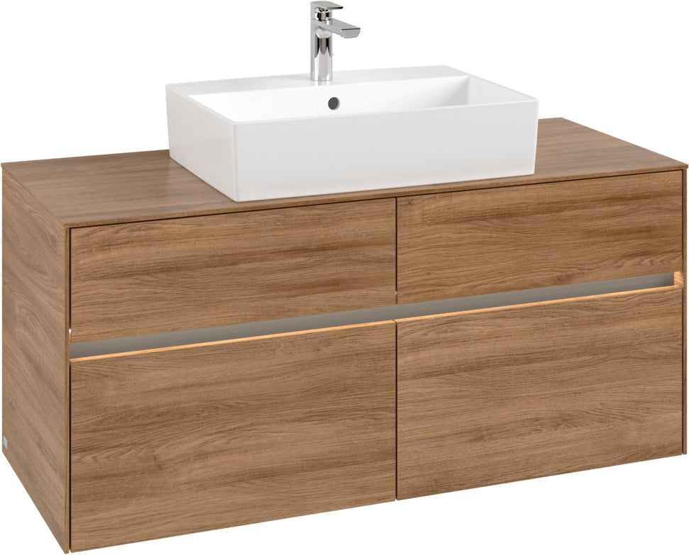 Villeroy & Boch Waschtischunterschrank Collaro C128 B0 1200 mm Kansas Oak mit LED-Beleuchtung und 4 Auszügen