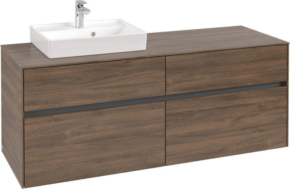 Villeroy & Boch Waschtischunterschrank Collaro C074 Arizona Oak 1400 mm – 4 Auszüge, Becken links