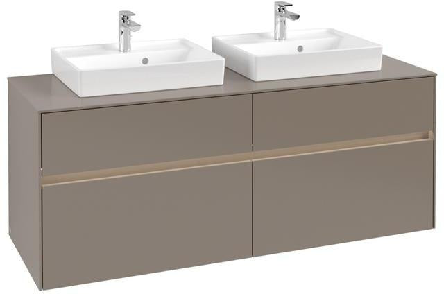 Villeroy & Boch Collaro Waschtischunterschrank 1400 mm mit LED-Beleuchtung und 4 Auszügen in Soft Grey
