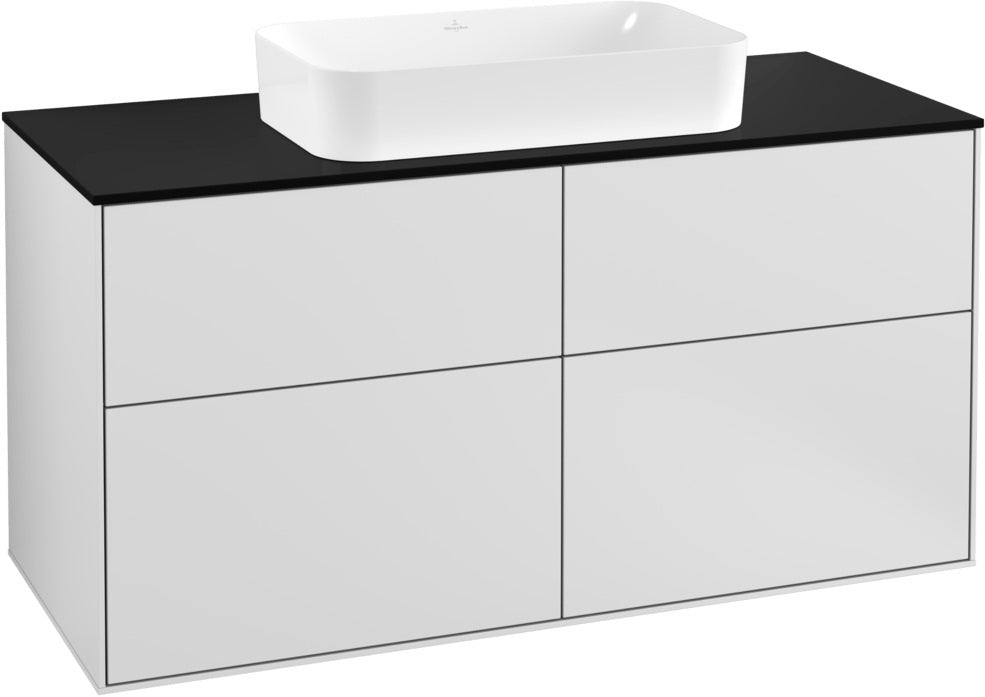 Villeroy & Boch Finion Waschtischunterschrank 1200 mm Anthracite Matt mit Glasabtrennungen und Push-to-open