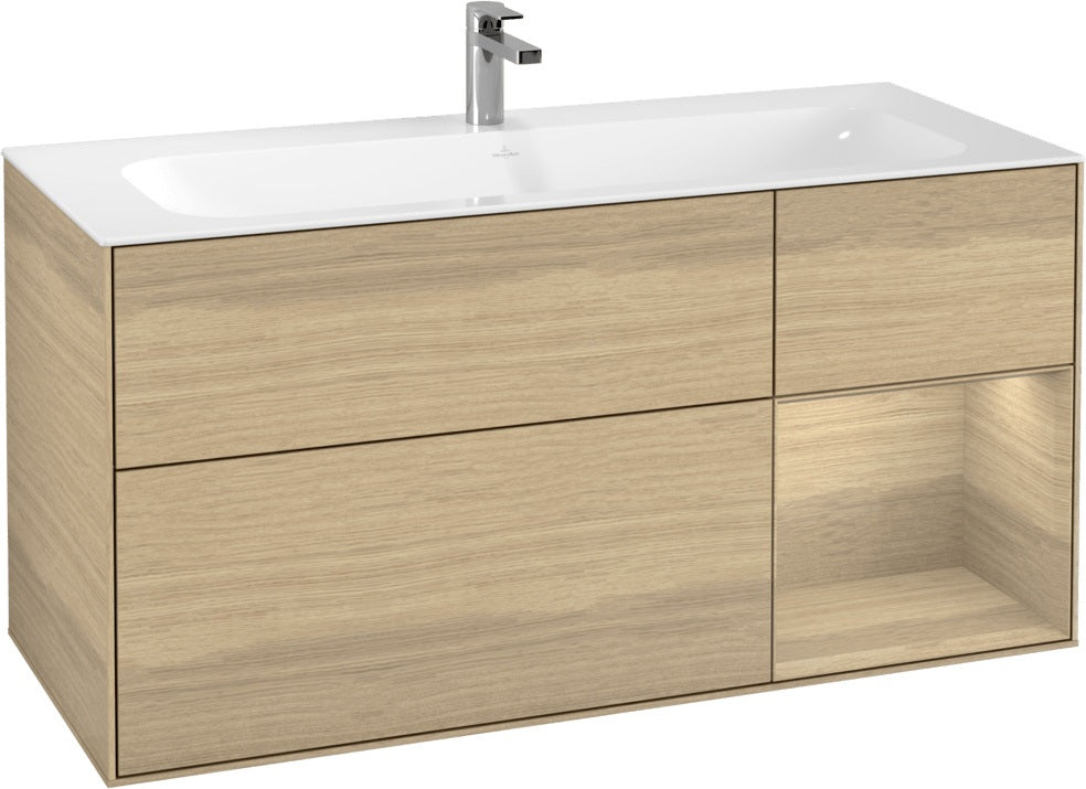 Villeroy & Boch Finion Waschbeckenunterschrank Glossy White Lacquer 1196 mm mit LED-Beleuchtung