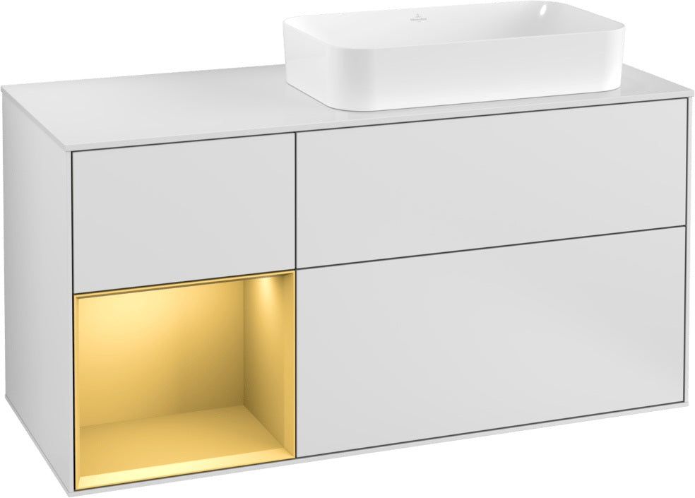 Villeroy & Boch Finion Waschbeckenunterschrank 1200 mm Glossy White Lacquer mit LED-Beleuchtung