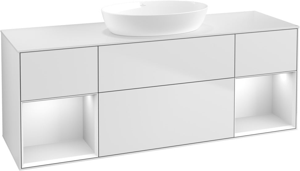 Villeroy & Boch Finion Waschbeckenunterschrank 1600 mm Glossy White Lacquer – mit LED-Beleuchtung