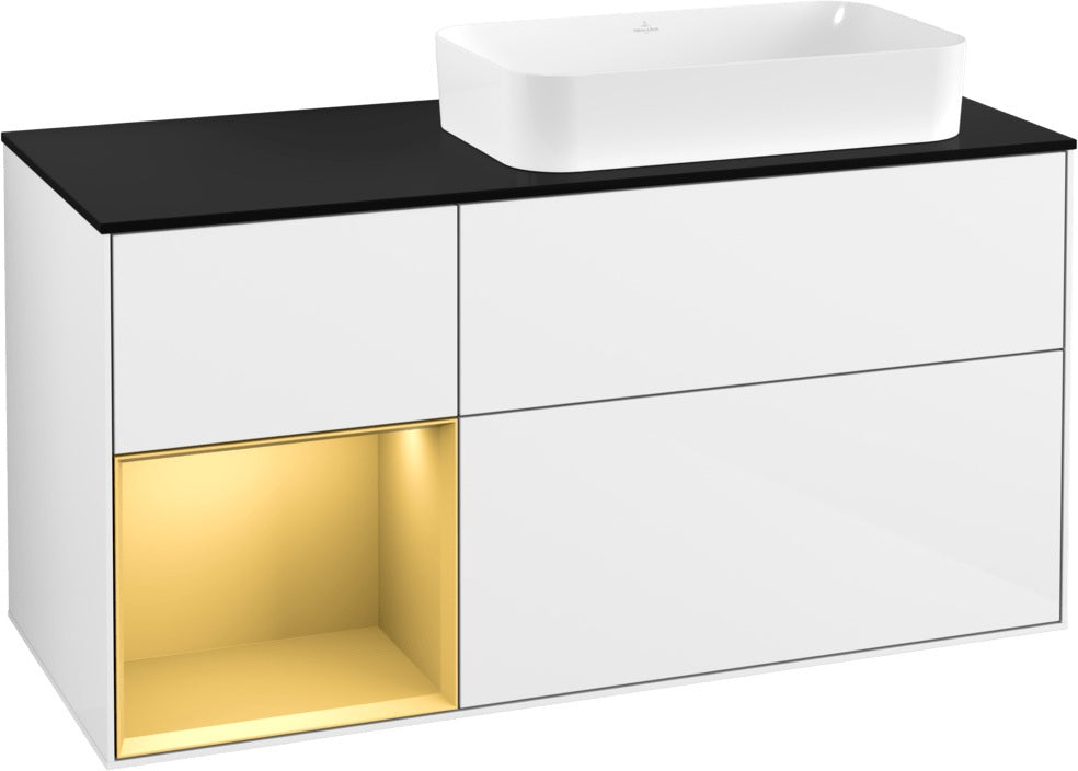 Villeroy & Boch Finion Waschtischunterschrank 120 cm Glossy White Lacquer mit Beleuchtung