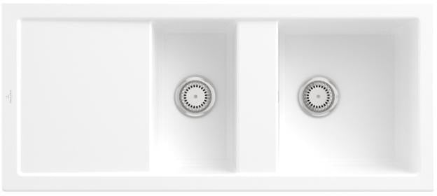 Villeroy & Boch Spüle SUBWAY 80 snow white 1160x510mm CeramicPlus Doppelbecken reversibel