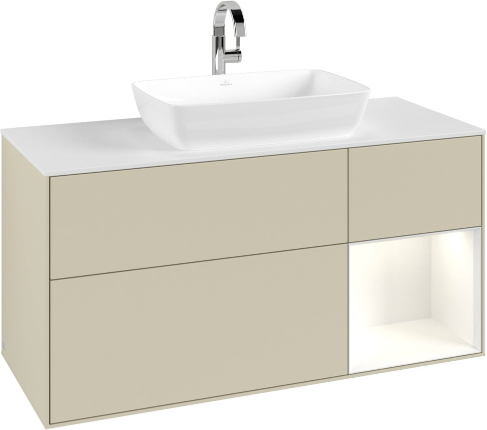 Villeroy & Boch Waschtischunterschrank Finion G831G 1200 mm Glossy White Lacquer mit Beleuchtung
