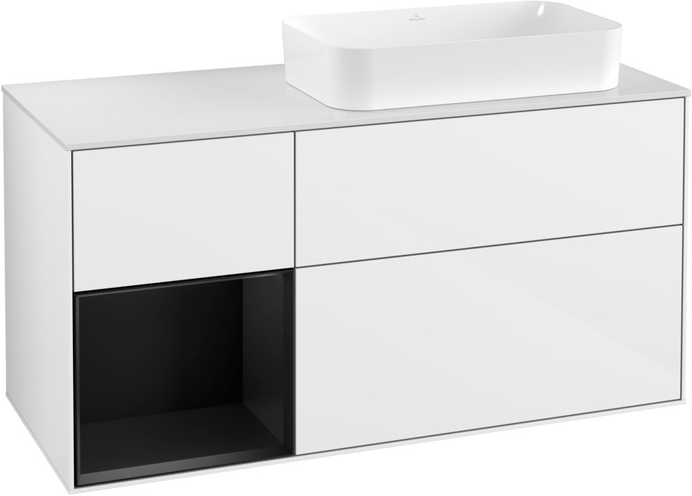 Villeroy & Boch Finion Waschbeckenunterschrank 1200 mm Glossy White Lacquer mit LED-Beleuchtung