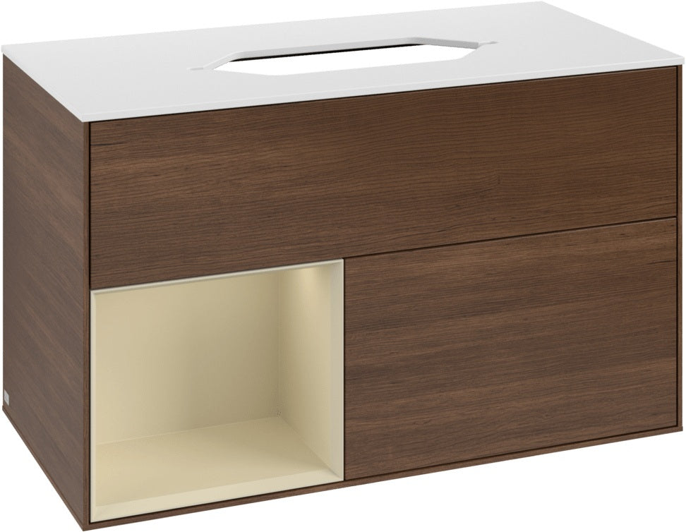 Villeroy & Boch Finion Waschtischunterschrank 1000 mm Glossy White Lacquer mit LED-Beleuchtung