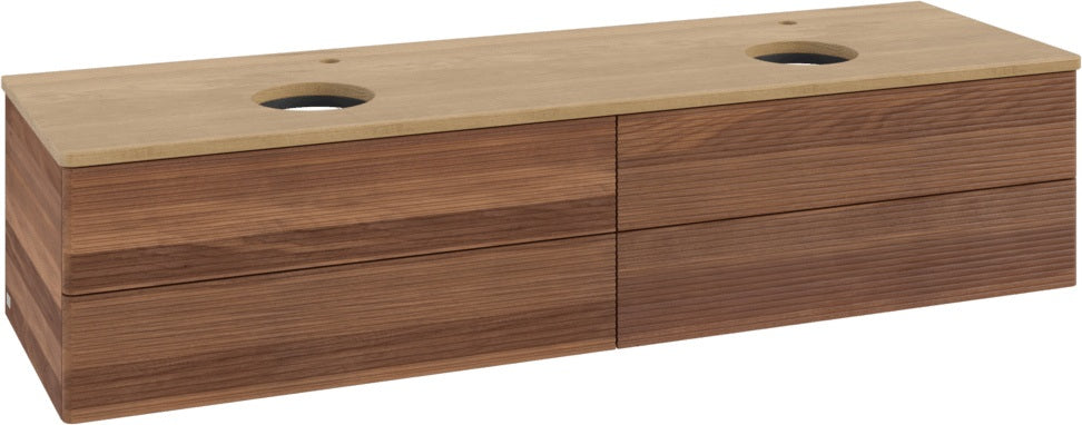 Villeroy & Boch Antao Waschtischunterschrank 1600 mm Warm Walnut mit 4 Auszügen und Beleuchtung