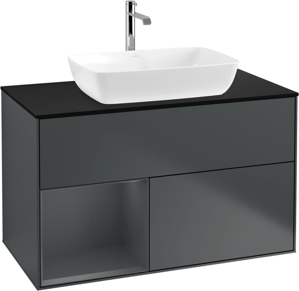 Villeroy & Boch Finion Waschbeckenunterschrank Glossy White mit Beleuchtung, 1000 mm