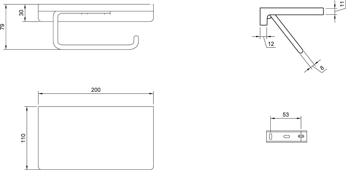 Villeroy & Boch Elements Striking WC-Papierhalter mit Ablage, Chrom, 200 x 110 x 79 mm