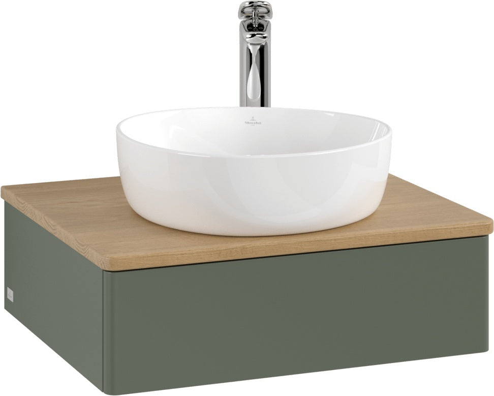 Villeroy & Boch Antao Waschtischunterschrank 600 mm Leaf Green Matt Lack mit Hahnlochbohrung