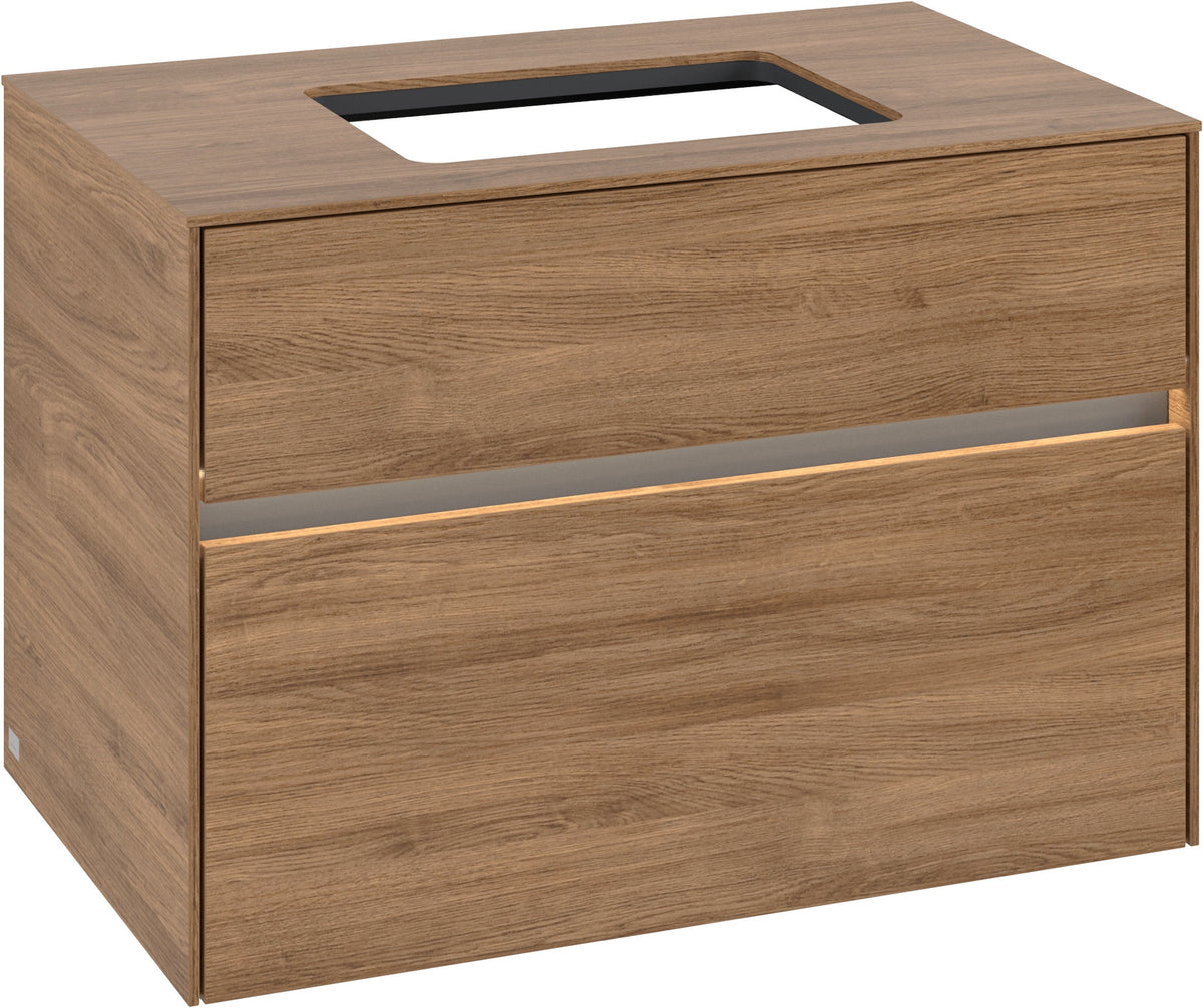 Villeroy & Boch Waschtischunterschrank Collaro C108 B0 800 mm Kansas Oak mit LED-Beleuchtung und SoftClosing