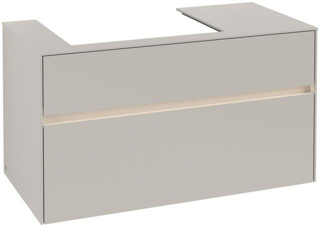 Villeroy & Boch Collaro Waschtischunterschrank 1000 mm mit LED-Beleuchtung und 2 Auszügen, White Wood