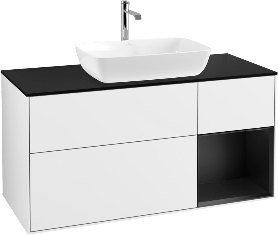 Villeroy & Boch Finion Waschbeckenunterschrank 1200 mm Glossy White Lacquer mit Beleuchtung