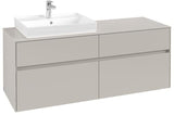 Villeroy & Boch Collaro Waschtischunterschrank 1400 mm Soft Grey mit 4 Auszügen und Becken links