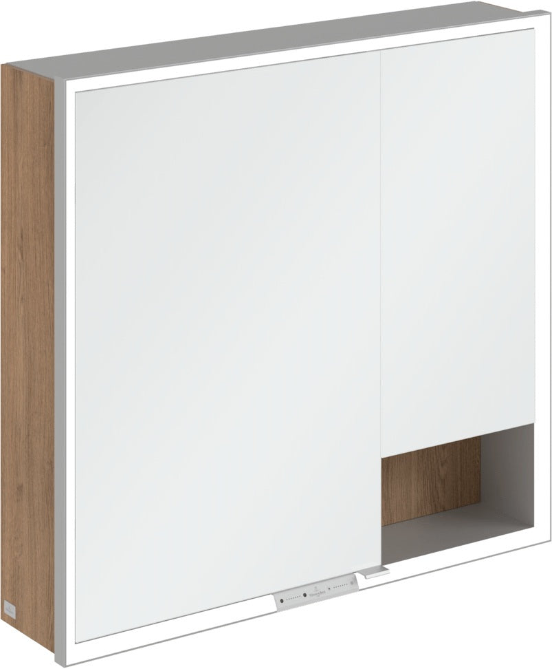 Villeroy & Boch My View+ Spiegelschrank A48180 800 mm Arizona Oak – LED, dimmbar, 2 Türen, IP44