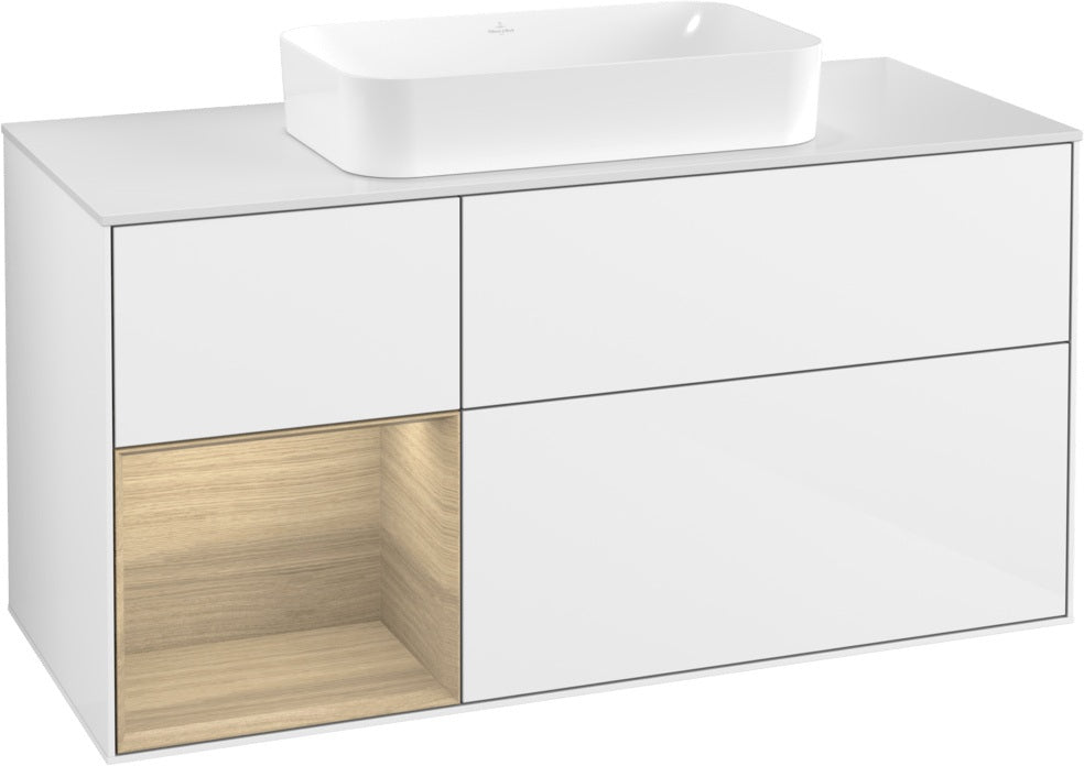 Villeroy & Boch Finion Waschbeckenunterschrank 1200 mm Walnut Veneer mit Beleuchtung
