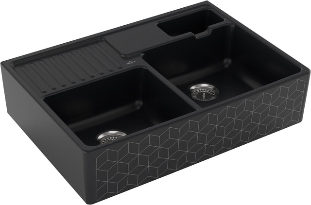 Villeroy & Boch Spülstein Doppelbecken 632391M7 895x630mm Mosaique Black Keramik