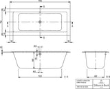 Villeroy & Boch Badewanne Legato 1700x750mm mit Airpool Entry Whirlpoolsystem in Stone White