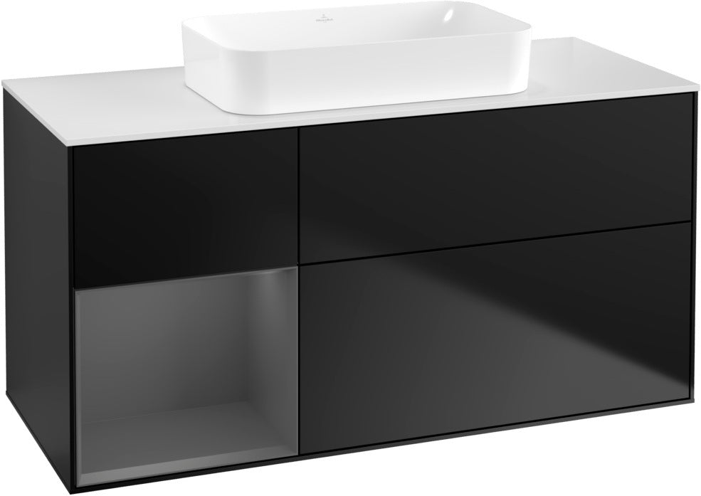 Villeroy & Boch Finion Waschbeckenunterschrank 1200 mm Walnut Veneer mit Beleuchtung
